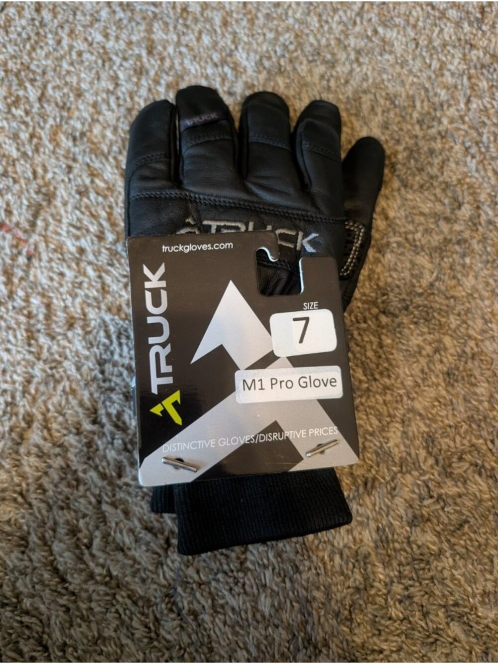 TRUCK Gloves M1 Pro Leather Unisex Snow Gloves Size 7 Black Winter Sport